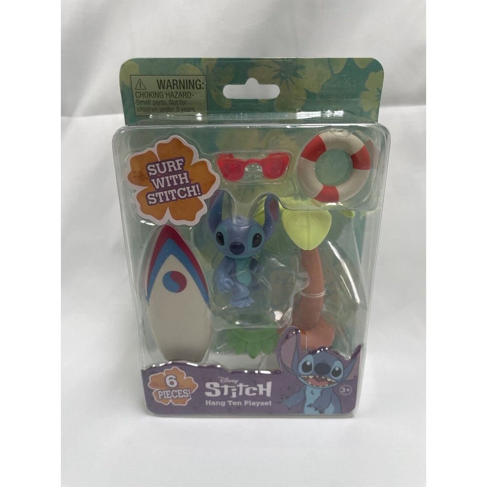Just Play Disney Stitch Hang Ten Playset 6 Pieces Surf Cake‎ Topper Figure NIB